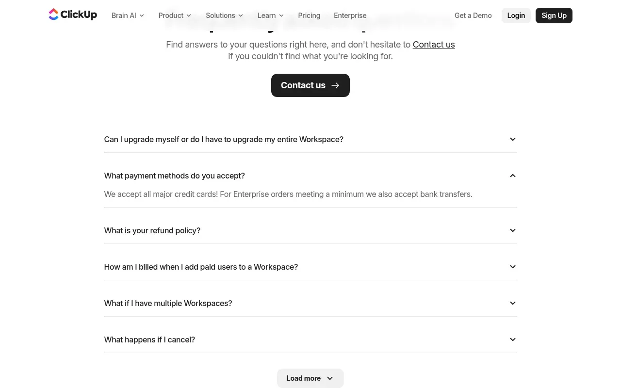 Tarifs ClickUp — page pricing officielle